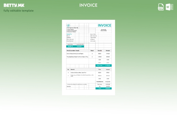 Шаблон за фактура за нарачка за електрична работа во модерен стил